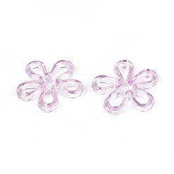 メッキUVアクリルビーズ  虹色の  花  プラム  43x43x6.5mm  穴：1.8mm&nbsp;LS-TACR-S161-04B