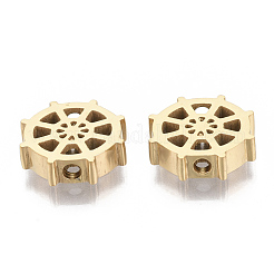 304ステンレススチールビーズ  舵  ゴールドカラー  12.5x12.5x3mm  穴：2mm&nbsp;STAS-S079-170A-G
