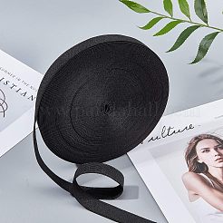 超幅広の厚手の平らなゴムバンド  ウェビング衣類縫製アクセサリー  ブラック  20mm&nbsp;EC-WH0003-12A