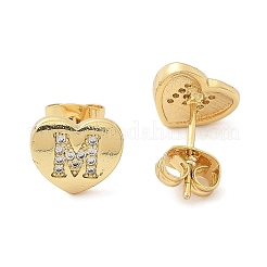 Rack Plating Brass Micro Pave Clear Cubic Zirconia Stud Earrings&nbsp;EJEW-K299-01G-M