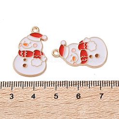 合金エナメルチャーム  クリスマステーマ  ライトゴールド  雪だるま  26x15.5x1.2mm  穴：1.8mm&nbsp;LS-X-ENAM-I061-01KCG-07