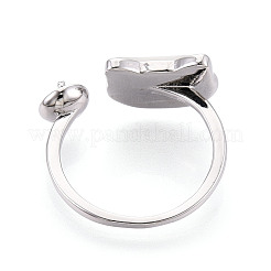 Cat Shape Brass Shell Cuff Ring Settings&nbsp;KK-T076-65P