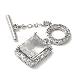 Brass Micro Pave Clear Cubic Zirconia Toggle Clasps&nbsp;KK-N254-87P