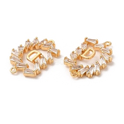 Brass Connector Charms with Clear Glass&nbsp;KK-B074-62G