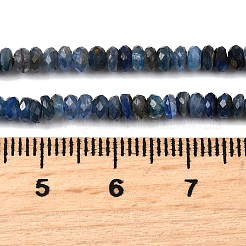 天然石カヤナイトビーズ連売り  多面カット  ロンデル  4x2mm  穴：0.7mm  約190個/連  15.55''（39.5センチメートル）&nbsp;G-G139-B21-01B