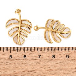 304 Stainless Steel Pave Natural Shell Pendants&nbsp;STAS-U061-18G-01