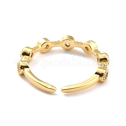 Clear Cubic Zirconia Flat Round Open Cuff Ring for Women&nbsp;RJEW-C018-07G