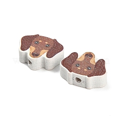 プリントウッドビーズ  犬  シエナ  15x20x6mm  穴：2.5mm&nbsp;WOOD-D289-01E