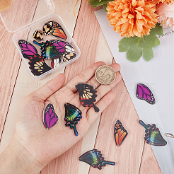春夏シリーズ アクリルパーツ 24スタイル 6個  ピアス作りに  蝶の羽  ミックスカラー  19.5~45.5x13.5~23x2mm  穴：1.5mm  4個/スタイル&nbsp;SACR-SC0001-12