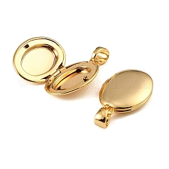 Floral Embossed Brass Locket Pendants&nbsp;KK-CBA7157-04G