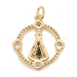 Rack Plating Brass Cubic Zirconia Pendants Findings&nbsp;KK-E275-24G