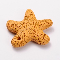 合成溶岩石の大きなヒトデ/海の星のペンダント  染め  オレンジ  52x51x11mm  穴：3mm&nbsp;G-O025-05C