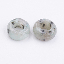 天然セサミジャスパー/キウイジャスパービーズ  大ホールホールビーズ  ロンデル  14x7~8mm  穴：6mm&nbsp;G-K216-01E