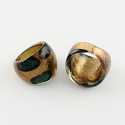 手作りの金の砂ランプワークワイドバンドリング  ミックスカラー  17~19mm  約12個/箱&nbsp;RJEW-Q150-M14-B