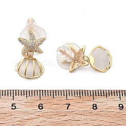 Shell Shape Brass Clear Cubic Zirconia Stud Earrings&nbsp;EJEW-D301-02G