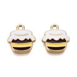 合金エナメルチャーム  ライトゴールド  ハニーポット  カラフル  15.5x14x3mm  穴：2mm&nbsp;ENAM-N048-005B