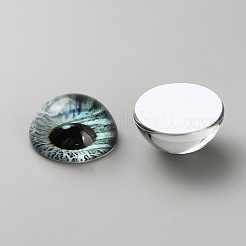 ガラス製キャットアイ装飾アイピース  半円  士官候補生ブルー  30x15mm&nbsp;DIY-WH0110-26C