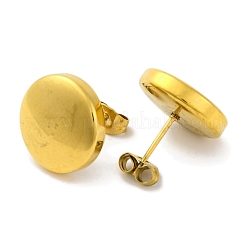 イオンプレーティング（IP）304ステンレススチールフラットラウンドスタッドピアス  18KGP本金メッキ  15mm&nbsp;EJEW-D281-26G