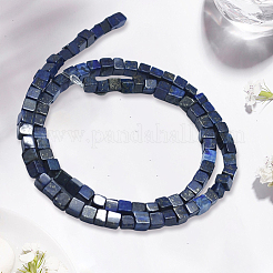 2連売り天然ラピスラズリビーズ連売り  染め  キューブ  3~4.5x3~4.5x3~5mm  穴：0.8~1mm  約89~97個/連  15.1~15.5インチ（38.5~39.5cm）&nbsp;G-PA0001-78