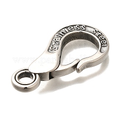 304ステンレススチール製ロブスタークロウ留め金  アンティークシルバー  45.5x23x6.5mm  穴：5mm&nbsp;STAS-R140-13P