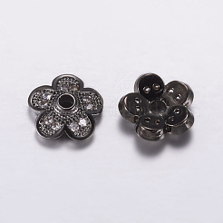Brass Micro Pave Cubic Zirconia Bead Cap&nbsp;ZIRC-G122-50-RS