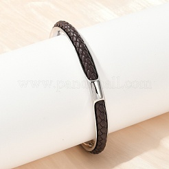 304 Stainless Steel Microfiber Leather Cord Cuff Bangles&nbsp;BJEW-D304-14P-02