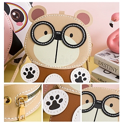 クマの形のDIY手編みバッグキット  puレザーバッグ素材を含む  ミックスカラー  220x140x60mm&nbsp;PW-WG86BA1-01