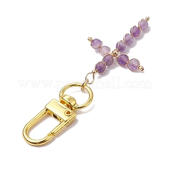 Wire Wrapped Natural Gemstone Cross Pendant Decoration&nbsp;HJEW-JM01932