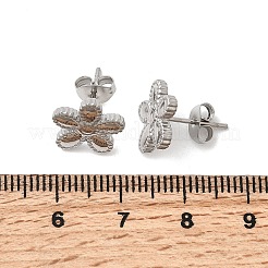 フラワー 304 ステンレス スタッド イヤリング  ステンレス鋼色  11.5x12.5mm&nbsp;EJEW-G453-09P