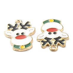 クリスマステーマ合金エナメルペンダント  カドミウムフリー＆鉛フリー  ライトゴールド  鹿のチャーム  ホワイト  20.5x15x1.5mm  穴：1.8mm&nbsp;ENAM-E010-02KCG
