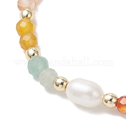 Natural Amazonite & Agate & Green Aventurine &  Cultured Freshwater Pearl  Beads Braided Bead Bracelets for Women&nbsp;BJEW-JB12666-01