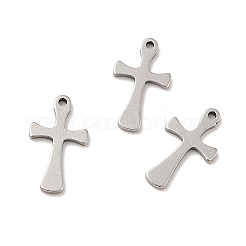 変色しない201ステンレススチールペンダント  クロスチャーム  ステンレス鋼色  13x7.5x1mm  穴：0.8mm&nbsp;STAS-E176-18P