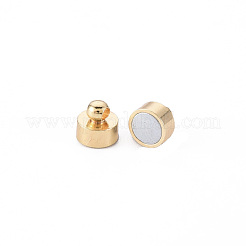 ループ付き真鍮製マグネットクラスプ  コラム  ニッケルフリー  18KGP本金メッキ  12x6x6mm  穴：1.8mm&nbsp;KK-Q765-007-NF