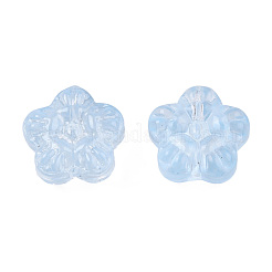 透明なスプレー塗装ガラスビーズ  花  ライトスカイブルー  12.5x13x6mm  穴：1mm&nbsp;GLAA-N035-029-C02