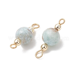 Natural Larimar Round Beaded Connector Charms&nbsp;PALLOY-JF05254