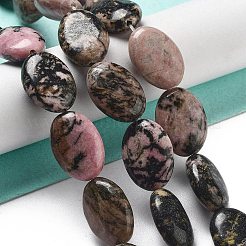 天然石ロードナイトビーズ連売り  フラットオーバル  18~18.5x13~13.5x6~6.5mm  穴：1.2mm  約11個/連  7.76インチ（19.7cm）&nbsp;G-P528-M21-01