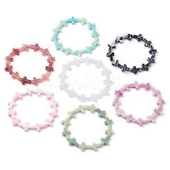 7個 7色クロスアクリルビーズストレッチブレスレット 女性用 男性用  ミックスカラー  内径：2インチ（5.1cm）  1pc /カラー&nbsp;BJEW-JB11434