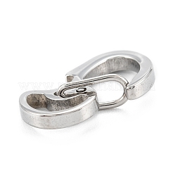 変色しない304ステンレススチール製プッシュゲートスナップキーチェーン留め具  ステンレス鋼色  16.5x10x4mm  穴：6.5x2mm&nbsp;STAS-C024-18P