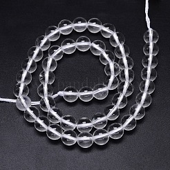 Round Natural Grade AA Quartz Crystal Beads Strands&nbsp;X-G-H1648-8mm-01N-AA