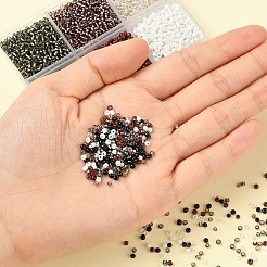 4500個6スタイル12/0ガラスシードビーズ  シルバーの裏地と不透明な色  丸穴ビーズ  グレー  2mm  穴：1mm  750個/スタイル&nbsp;SEED-YW0001-27E