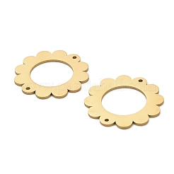 ステンレスペンダント201個  レーザー切断  花のチャーム  ゴールドカラー  26x1mm  穴：1.2mm&nbsp;STAS-Z162-03G