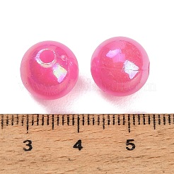 プラスチックビーズ  ラウンド  ABカラーメッキ  ショッキングピンク  12mm  穴：3mm  約609個/500g&nbsp;OACR-G058-01-02