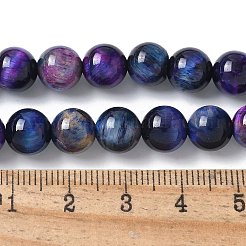 天然石タイガーアイビーズ連売り  染め＆加熱  ラウンド  ミッドナイトブルー  10mm  穴：1mm  約38個/連  14.88~14.96インチ（37.8~38cm）&nbsp;G-F561-10mm-B05-01