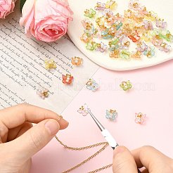 透明アクリル50個、ABSプラスチックパールチャーム付き  蝶  ミックスカラー  11.5mm&nbsp;PALLOY-CJ00181