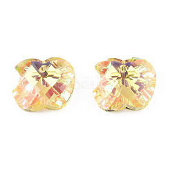 電気メッキ透明ガラスチャーム96個。  エッジメッキ  りんご  ミックスカラー  13x15x6mm  穴：1.4mm&nbsp;EGLA-N006-071
