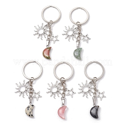 Moon Natural & Synthetic Mixed Stone Pendant Keychain&nbsp;KEYC-JKC01141