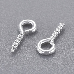 アイアンスクリューアイピンヒートンキャップ  片穴パーツ用  銀色のメッキ  約10mm長  4 mm幅  厚さ1mm  穴：2mm&nbsp;E562Y-S