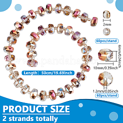 2Strands Transparent Electroplate Glass Beads Strands&nbsp;EGLA-PH0001-75A