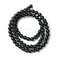 天然のブラックアゲートラウンドビーズ連売り  染め＆加熱  ブラック  5mm  穴：1mm  約79個/連  15.74インチ&nbsp;G-L086-A-01