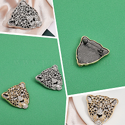 2Pcs 2 Colors Rhinestone Leopard Brooch Pin&nbsp;JEWB-CA0001-27